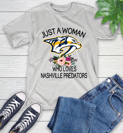 NHL Just A Woman Who Loves Nashville Predators Hockey Sports T-Shirt