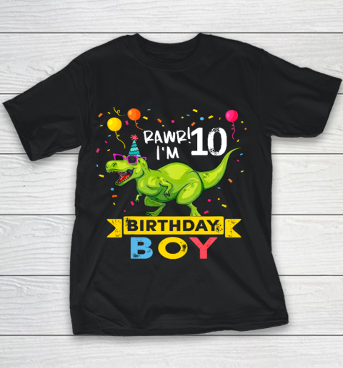 Kids 10 Year Old Shirt 2nd Birthday Boy T Rex Dinosaur Youth T-Shirt