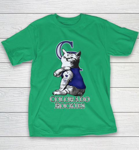 MLB Baseball My Cat Loves Colorado Rockies Youth T-Shirt 3