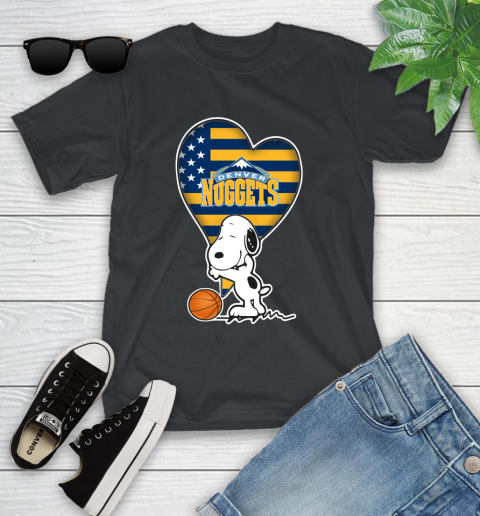 Denver Nuggets NBA Basketball The Peanuts Movie Adorable Snoopy Youth T-Shirt 2