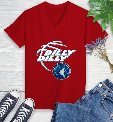 NBA Minnesota Timberwolves Dilly Dilly Basketball Sports Women's V-Neck T-Shirt 12