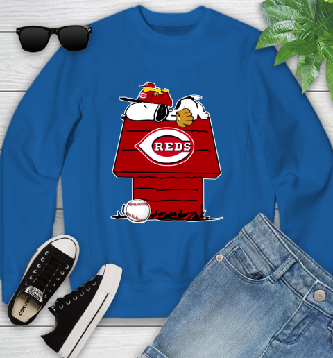 MLB Cincinnati Reds Snoopy Woodstock The Peanuts Movie Baseball T Shirt Youth Sweatshirt 8