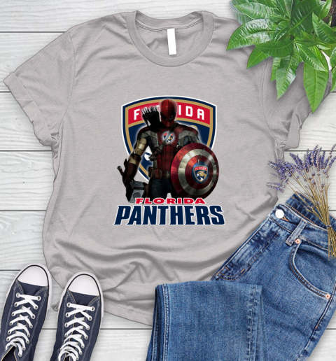 NHL Captain America Thor Spider Man Hawkeye Avengers Endgame Hockey Florida Panthers Women's T-Shirt 10