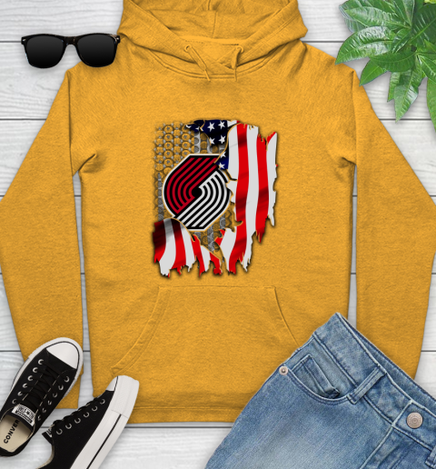 Portland Trail Blazers NBA Basketball American Flag Youth Hoodie 2