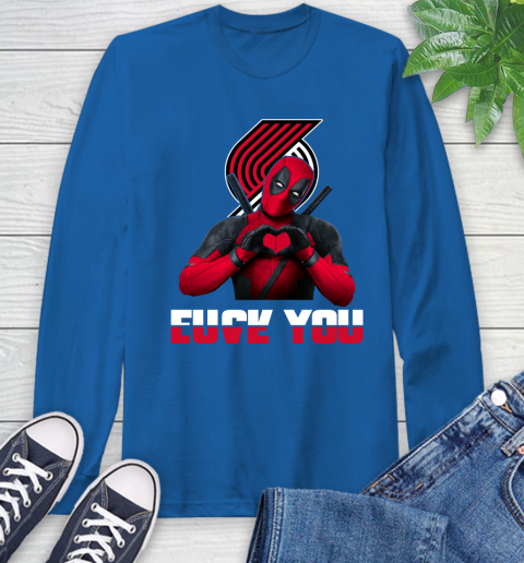 NBA Portland Trail Blazers Deadpool Love You Fuck You Basketball Sports Long Sleeve T-Shirt 10