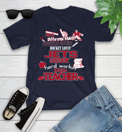 Winnipeg Jets NHL I'm A Difference Making Student Caring Hockey Loving Kinda Teacher Youth T-Shirt 2