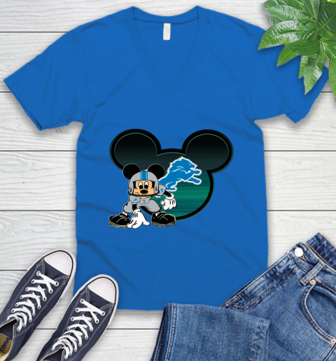 NFL Detroit Lions Mickey Mouse Disney Football T Shirt V-Neck T-Shirt 6