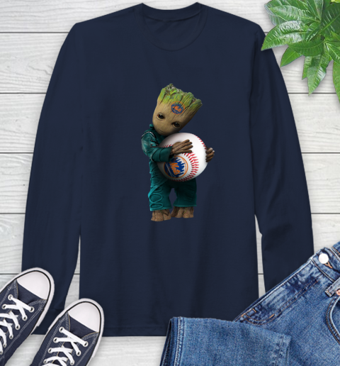 MLB Groot Guardians Of The Galaxy Baseball Sports New York Mets Long Sleeve T-Shirt 4