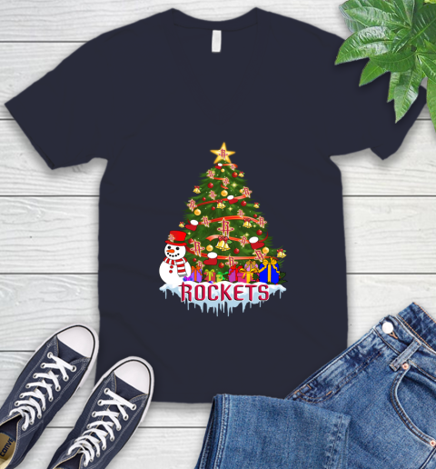 Houston Rockets Merry Christmas NBA Basketball Sports V-Neck T-Shirt 3
