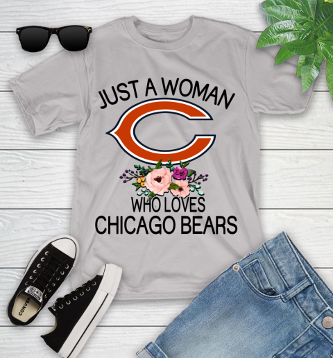 NFL Just A Woman Who Loves Chicago Bears Football Sports Youth T-Shirt 10