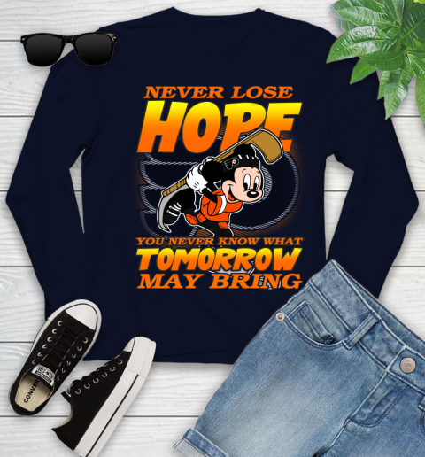 Philadelphia Flyers NHL Hockey ootball Mickey Disney Never Lose Hope Youth Long Sleeve 2