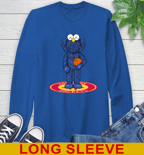NBA Basketball Houston Rockets Kaws Bff Blue Figure Shirt Long Sleeve T-Shirt 9