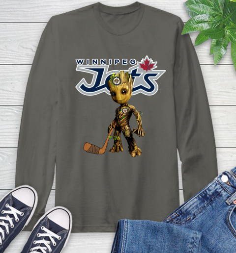 Winnipeg Jets NHL Hockey Groot Marvel Guardians Of The Galaxy Long Sleeve T-Shirt 8