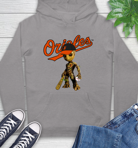 MLB Baltimore Orioles Groot Guardians Of The Galaxy Baseball Hoodie 6