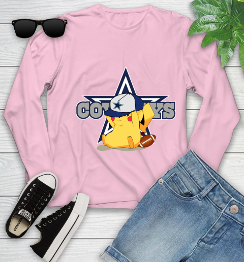 NFL Pikachu Football Sports Dallas Cowboys Youth Long Sleeve 10