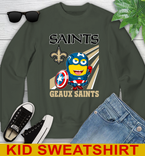 NFL Football New Orleans Saints Captain America Marvel Avengers Minion Shirt Youth Sweatshirt 8