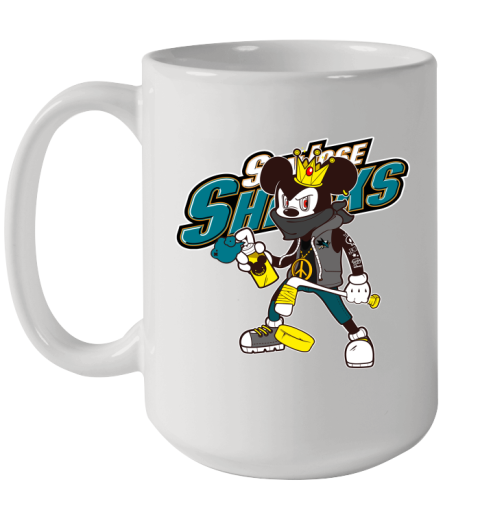 San Jose Sharks NHL Hockey Mickey Peace Sign Sports Ceramic Mug 15oz