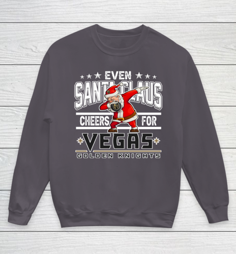 Vegas Golden Knights Even Santa Claus Cheers For Christmas NHL Youth Sweatshirt 5