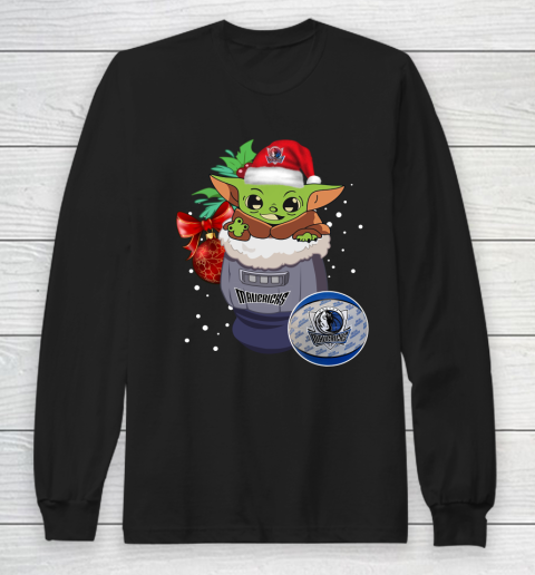 Dallas Mavericks Christmas Baby Yoda Star Wars Funny Happy NBA Long Sleeve T-Shirt