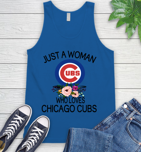 MLB Just A Woman Who Loves Chicago Cubs Baseball Sports Tank Top 3
