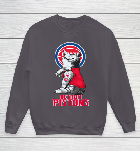 NBA Basketball My Cat Loves Detroit Pistons Youth Sweatshirt 5