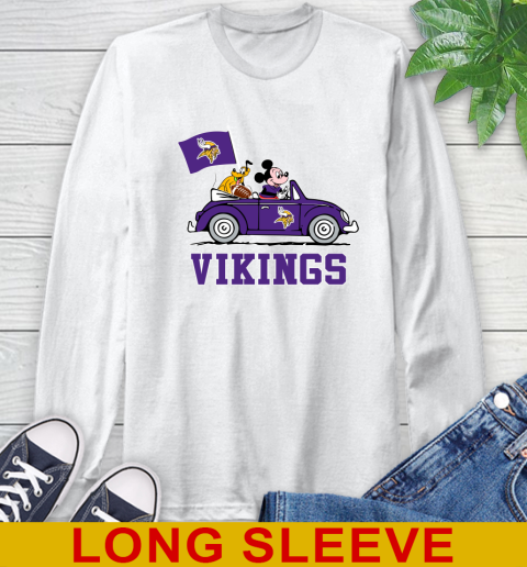 NFL Football Minnesota Vikings Pluto Mickey Driving Disney Shirt Long Sleeve T-Shirt