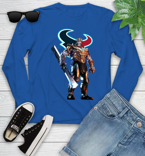 NFL Thanos Gauntlet Avengers Endgame Football Houston Texans Youth Long Sleeve 9