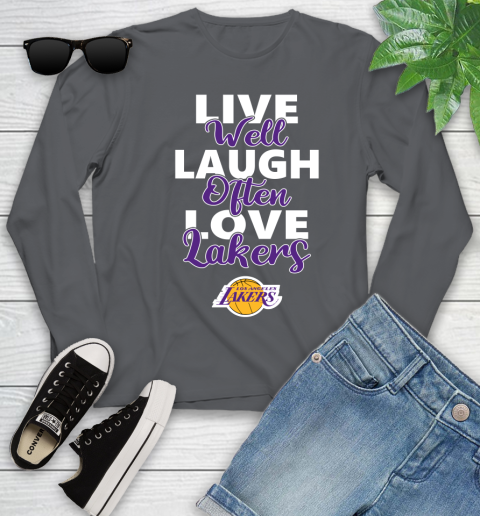 NBA Basketball Los Angeles Lakers Live Well Laugh Often Love Shirt Youth Long Sleeve 8