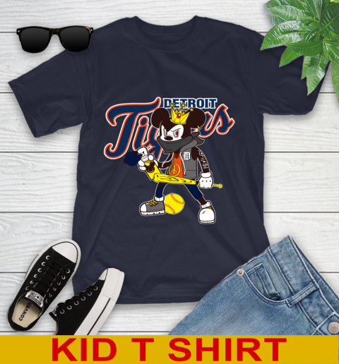 Detroit Tigers MLB Baseball Mickey Peace Sign Sports Youth T-Shirt 3