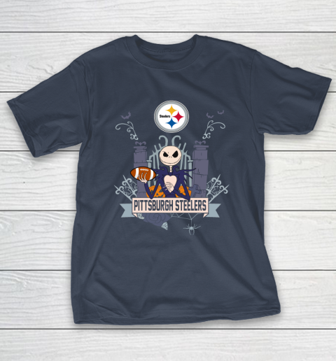 NFL Pittsburgh Steelers Football Jack Skellington Halloween T-Shirt 3