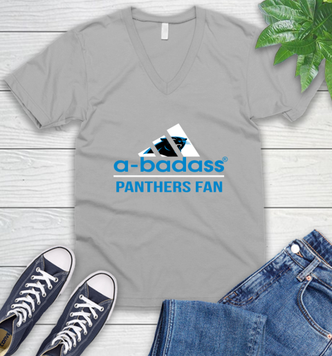 Carolina Panthers NFL Football A Badass Adidas Adoring Fan Sports V-Neck T-Shirt 3