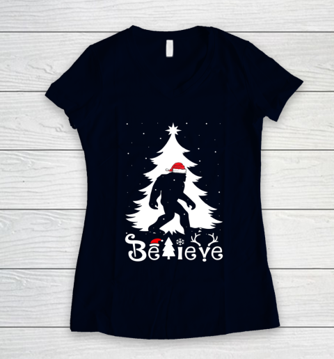 Bigfoot Christmas Gifts For Men Boys Girls Funny Christmas Women's V-Neck T-Shirt 2