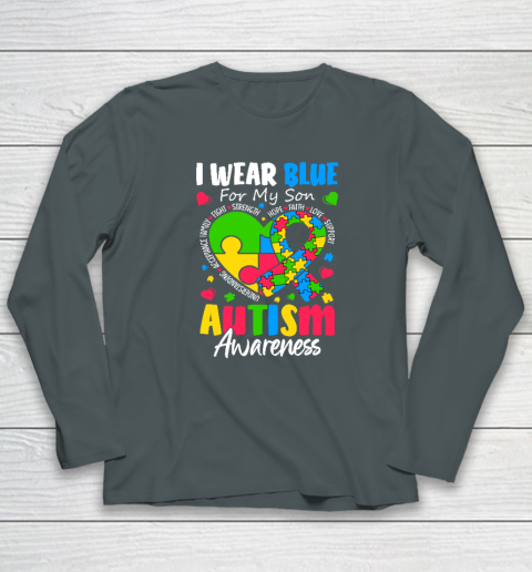 I Wear Blue For My Son Autism Awareness Long Sleeve T-Shirt 3