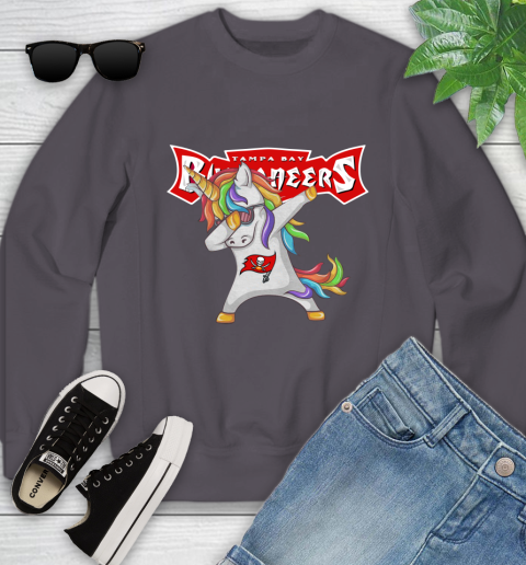 Tampa Bay Buccaneers NFL Football Funny Unicorn Dabbing Sports Youth Sweatshirt 6