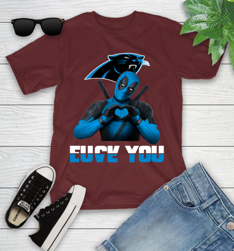 NHL Carolina Panthers Deadpool Love You Fuck You Football Sports Youth T-Shirt 14