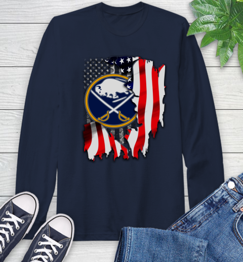 Buffalo Sabres NHL Hockey American Flag Long Sleeve T-Shirt 3