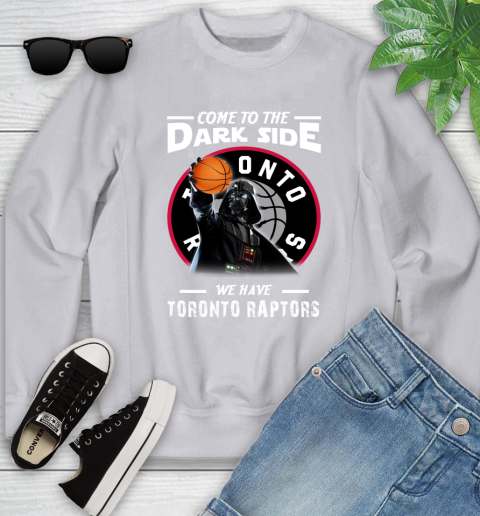 NBA Come To The Dark Side We Have Toronto Raptors Star Wars Darth Vader Basketball Youth Sweatshirt 3