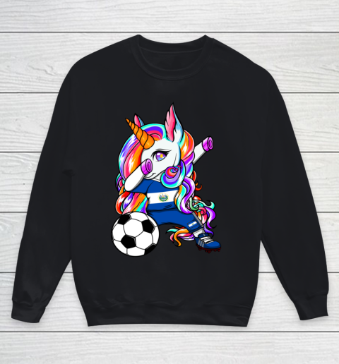 Dabbing Unicorn El Salvador Soccer Fans Jersey Flag Football Youth Sweatshirt