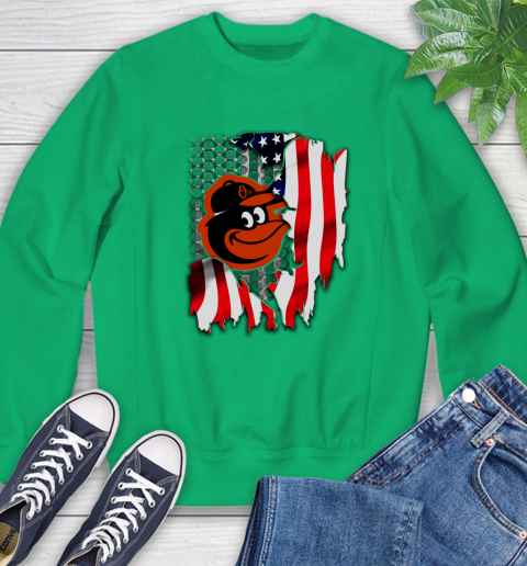 Baltimore Orioles MLB Baseball American Flag Sweatshirt 7