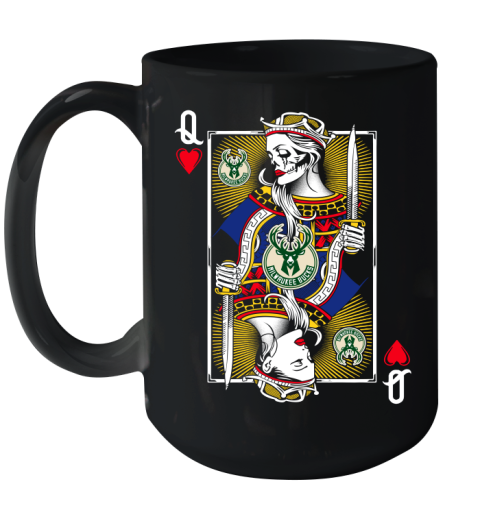 NBA Basketball Milwaukee Bucks The Queen Of Hearts Card Shirt Ceramic Mug 15oz