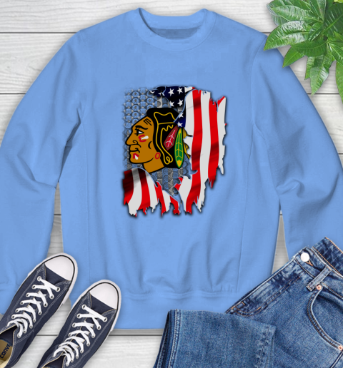Chicago Blackhawks NHL Hockey American Flag Sweatshirt 11