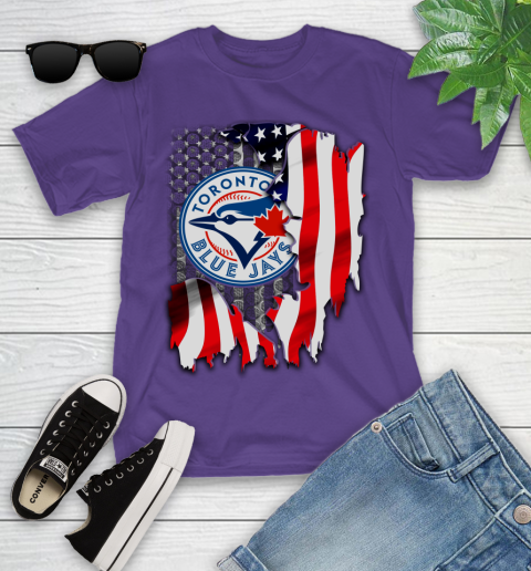 Toronto Blue Jays MLB Baseball American Flag Youth T-Shirt 3