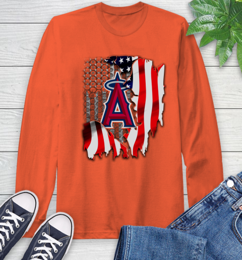 Los Angeles Angels MLB Baseball American Flag Long Sleeve T-Shirt 4