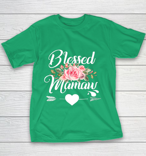 Blessed Mamaw Thanksgiving Christmas Floral Gift For Grandma Youth T-Shirt 3