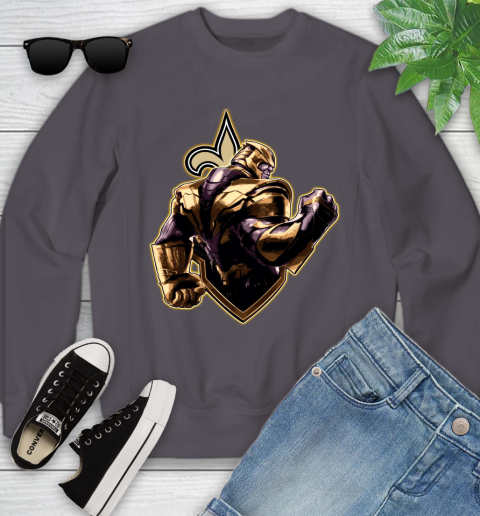 NFL Thanos Avengers Endgame Football Sports New Orleans Saints Youth Sweatshirt 6