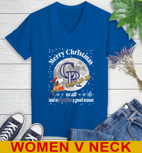Colorado Rockies Merry Christmas To All And To Rockies A Good Season MLB Baseball Sports Women's V-Neck T-Shirt 9