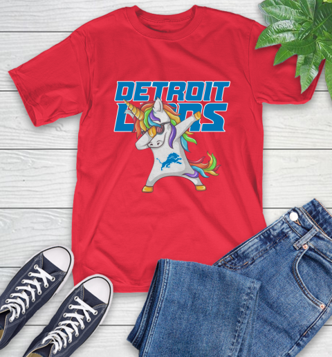 Detroit Lions NFL Football Funny Unicorn Dabbing Sports T-Shirt 22