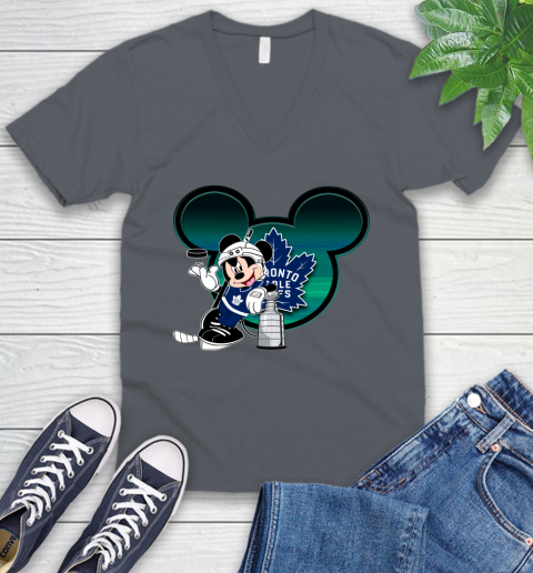 NHL Toronto Maple Leafs Stanley Cup Mickey Mouse Disney Hockey T Shirt V-Neck T-Shirt 5