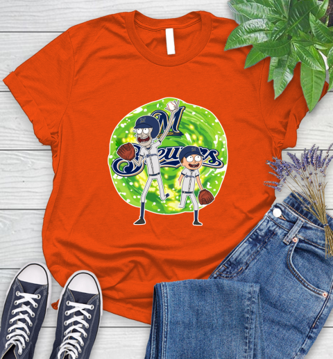 MLB Milwaukee Brewers Rick And Morty Baseball Sports Women's T-Shirt 4