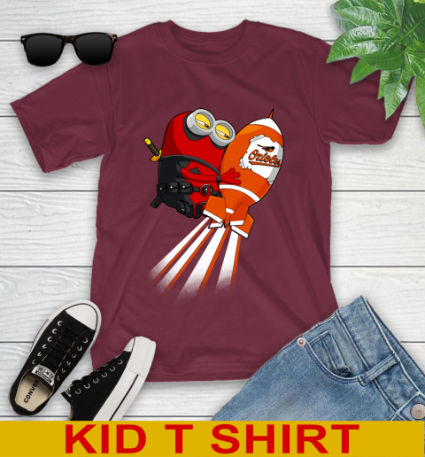 MLB Baseball Baltimore Orioles Deadpool Minion Marvel Shirt Youth T-Shirt 5